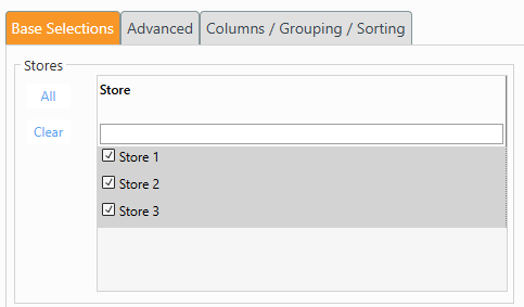 Store field selection