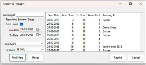 IST search results list
