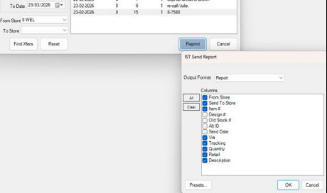 IST Send Report output form